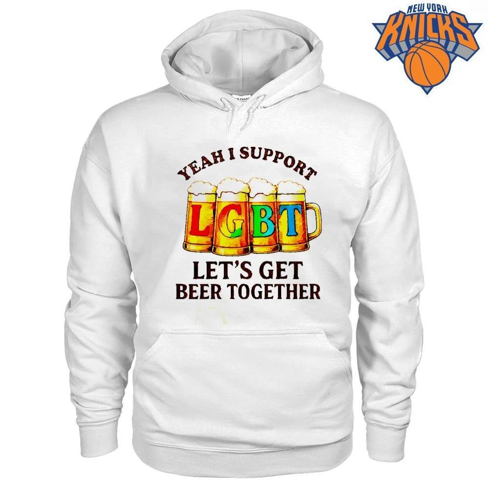 I Support LGBT Let’s Get Beer Together funny rainbow beer mugs shirt