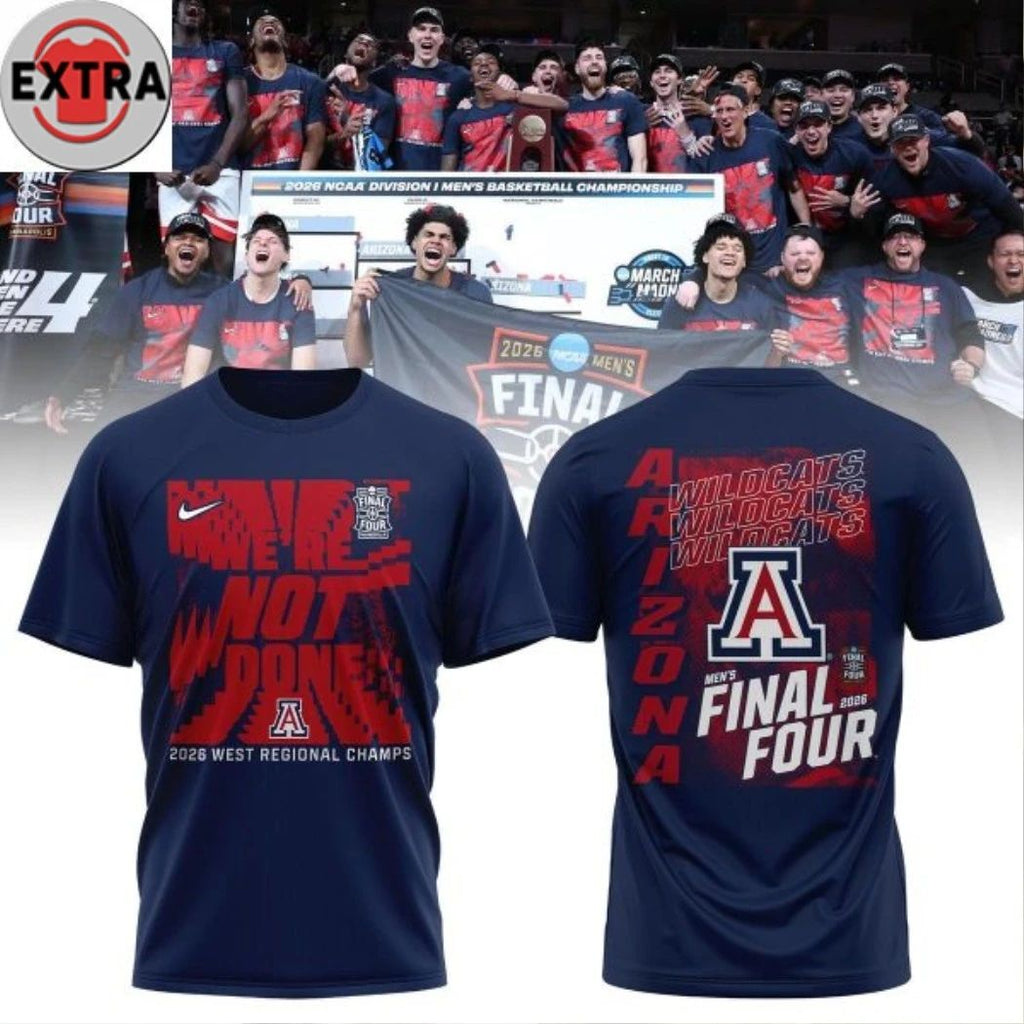Arizona Wildcats Men’s Basketball 2026 West Regional Champions Navy Logo Two Sided Shirt- Top-Rated Gift for College Basketball Lovers