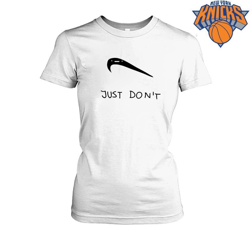 Funny Just Don’t Parody Swoosh Distressed Graphic T Shirt