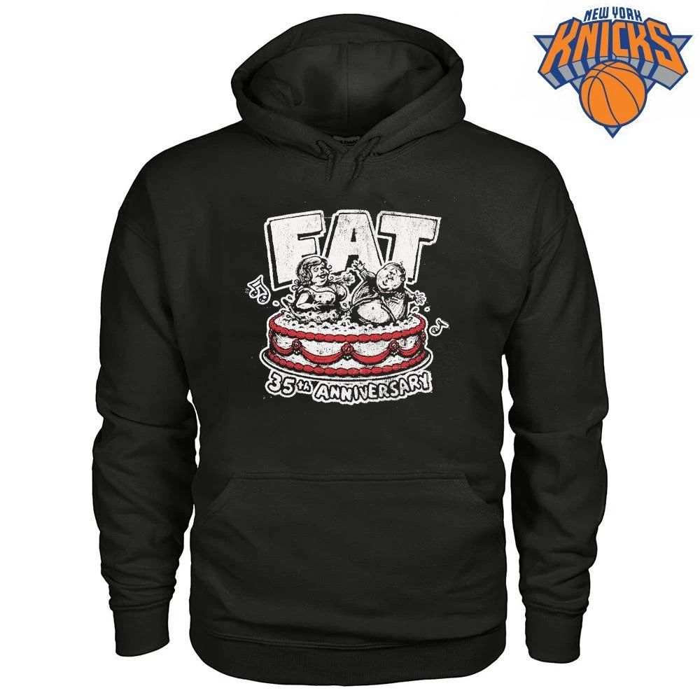 Fat 35th Anniversary Retro Cake Celebrating Cartoon Style Shirt