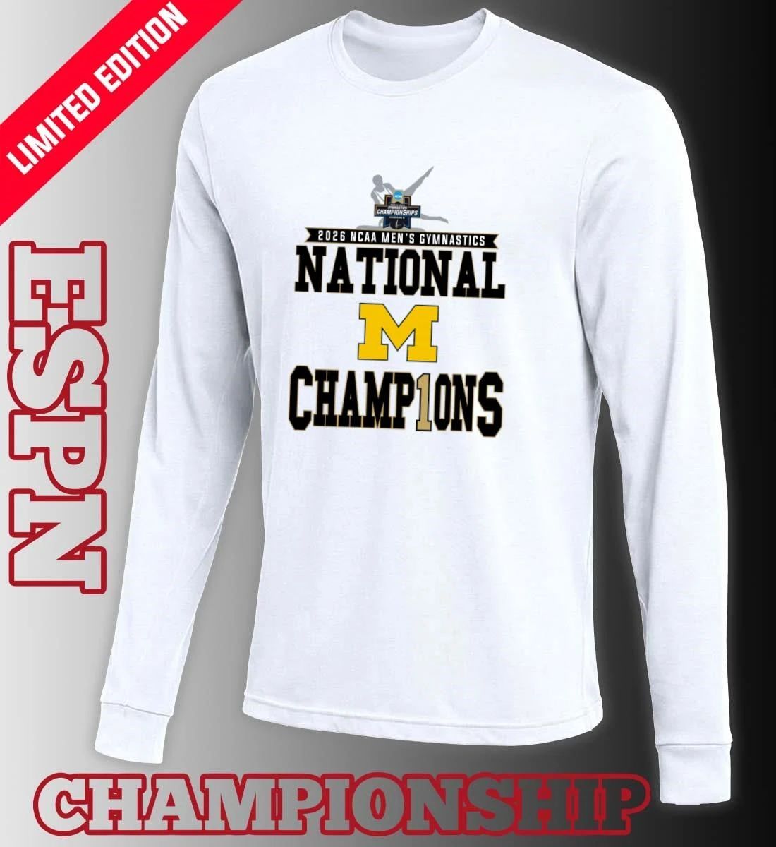 Michigan Wolverines Men’s Gymnastics 2026 NCAA National Champions Locker Room T-Shirt