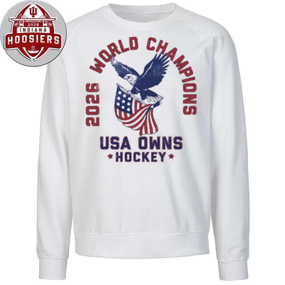 2026 World Champions USA Owns Hockey Flag T-Shirt