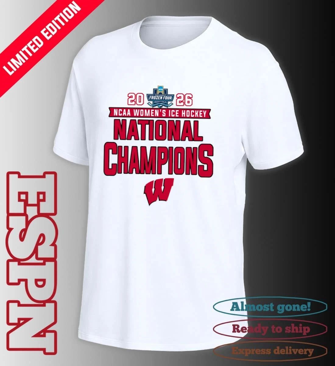 Wisconsin Badgers 2026 NCAA Women’s Ice Hockey National Champions T-Shirt