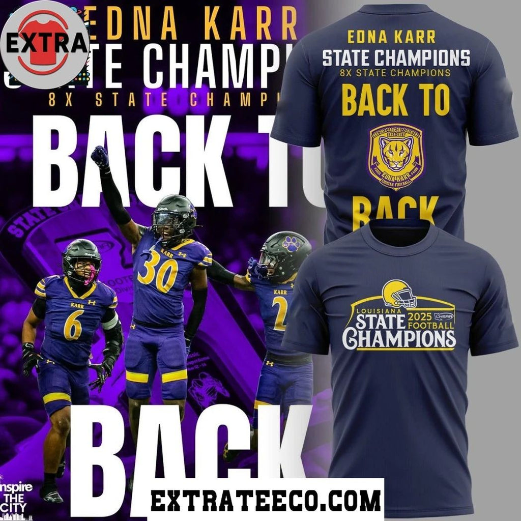 Edna Karr Cougars Louisiana State Champions Back To Back 2025 Logo Shirt