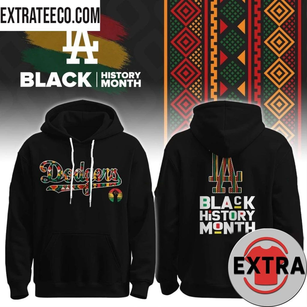 Los Angeles Dodgers Baseball Black History Month Logo Two Sided 2026 T-Shirt