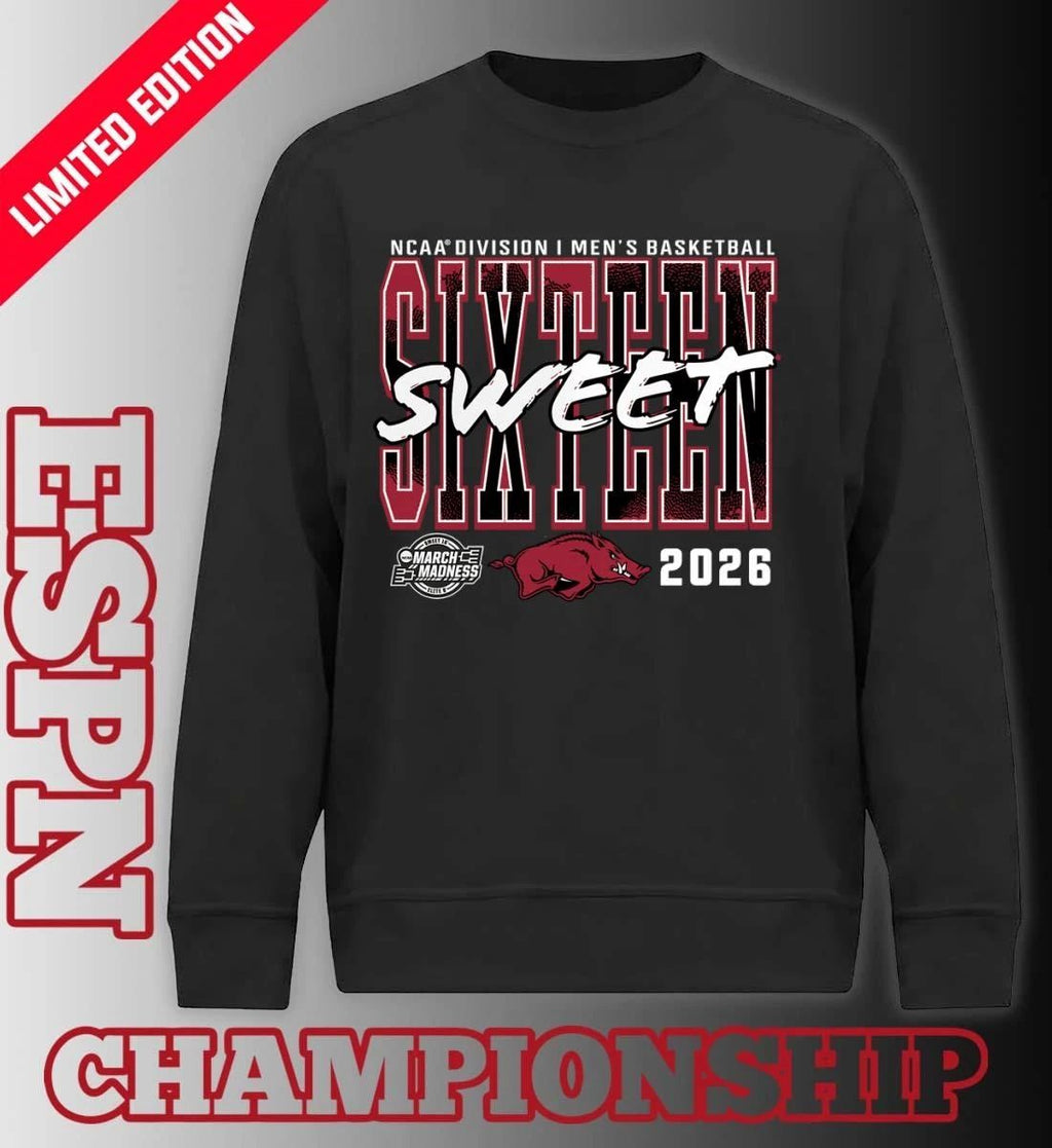 Arkansas Razorbacks 2026 NCAA Men’s Basketball Tournament March Madness Sweet 16 T-Shirt