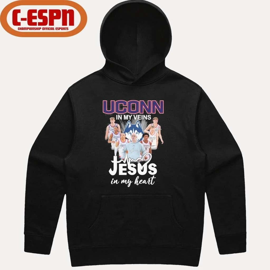 Uconn Men’s Basketball In My Veins Jesus In My Heart Shirt