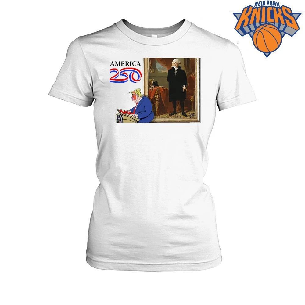 George Washington facepalm America 250 ribbon and Trump podium funny political meme shirt