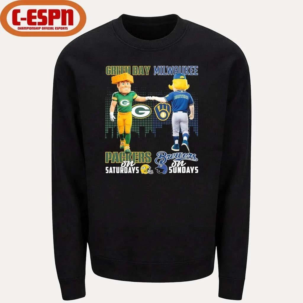 Mascot Green Bay Packers On Saturdays And Milwaukee Brewers On Sundays Shirt