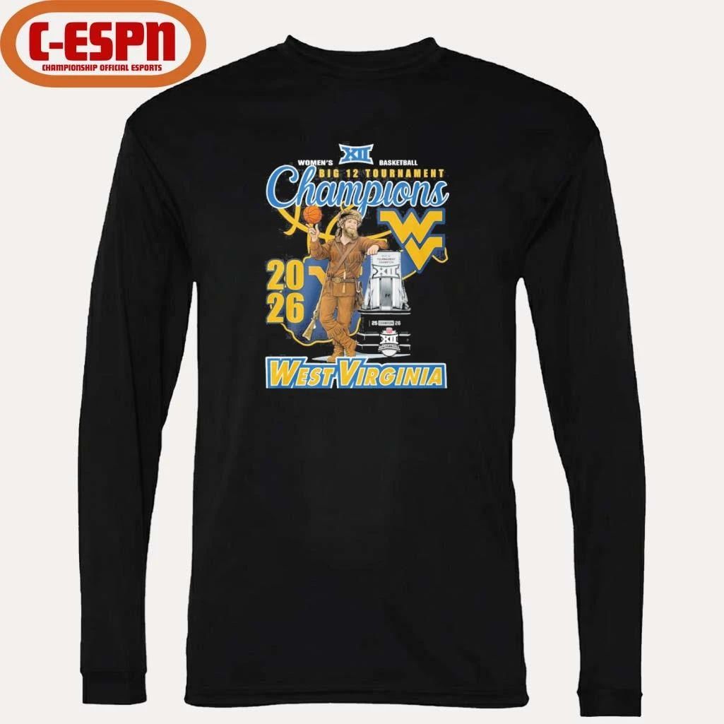 West Virginia Mountaineers Mascot 2026 Big 12 Women’s Basketball Tournament Champions Shirt