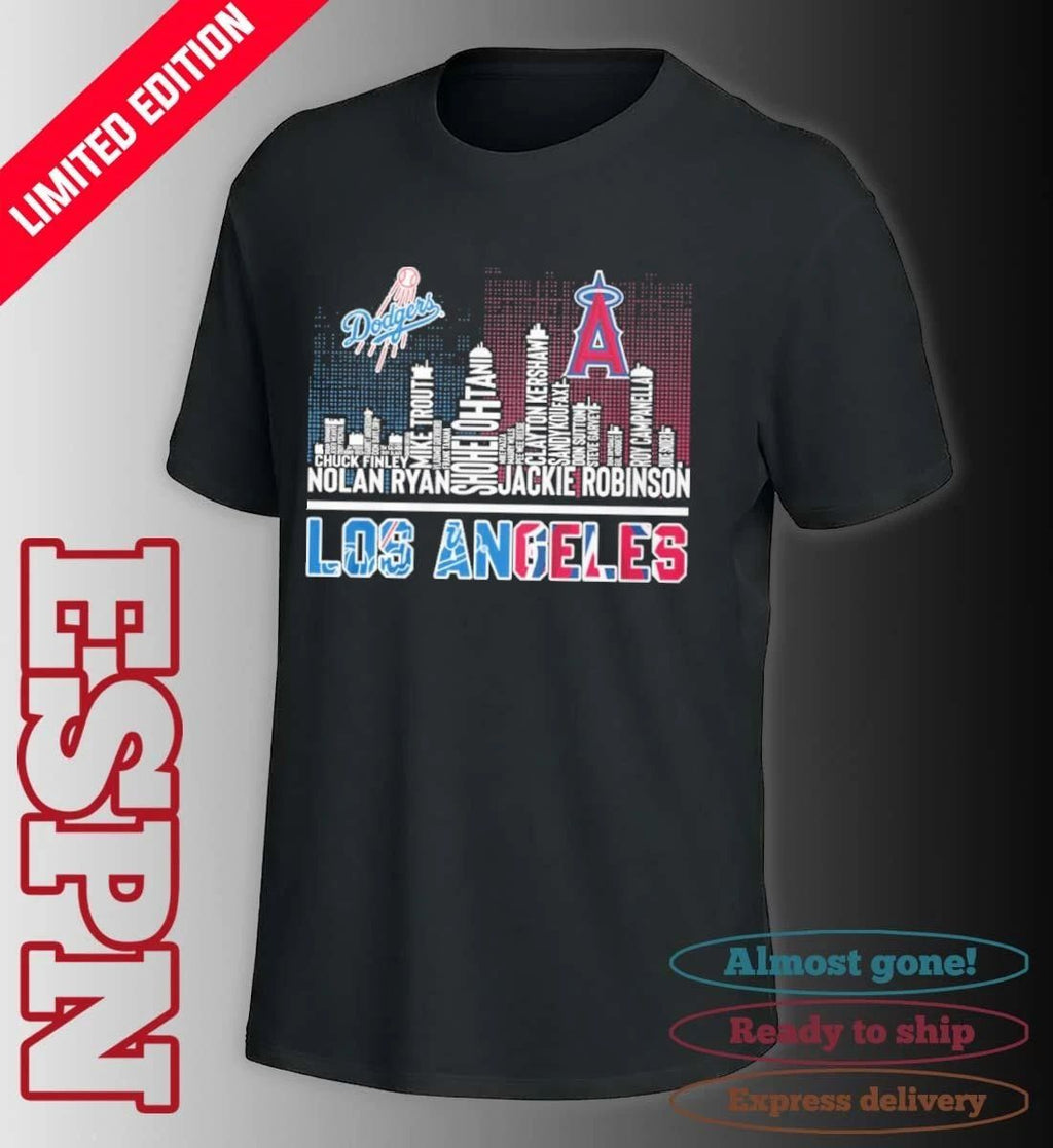 Los Angeles Dodgers And Los Angeles Angels Skyline Players Name Shirt