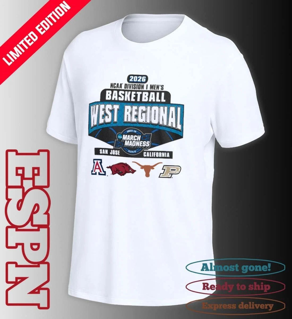 4 Team 2026 NCAA DI Men’s Basketball West Regional San Jose, California T-Shirt