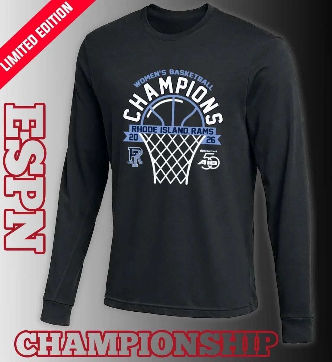 University of Rhode Island Women’s Basketball 2026 Atlantic 10 Tournament Champions T-Shirt