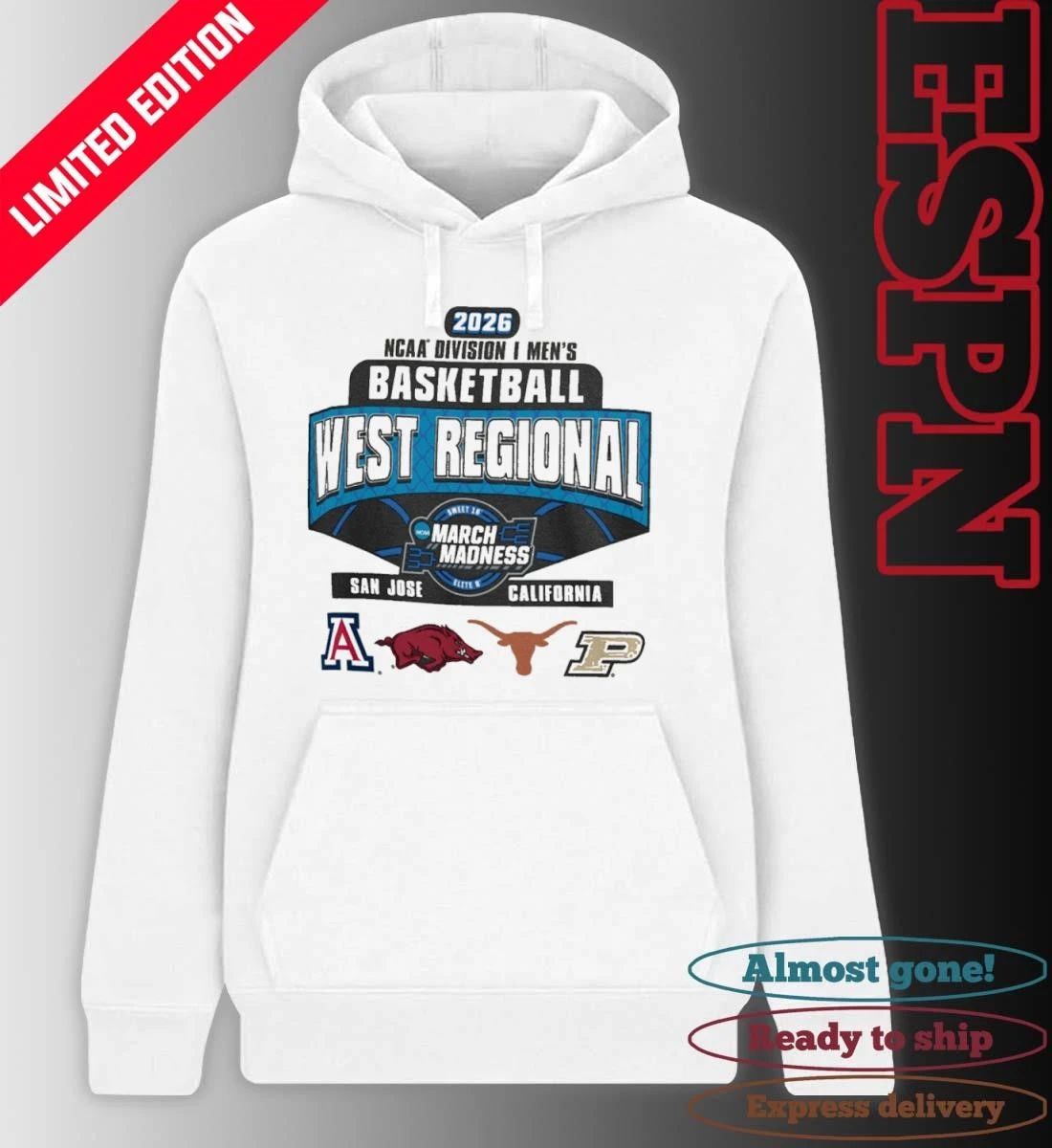 4 Team 2026 NCAA DI Men’s Basketball West Regional San Jose, California T-Shirt
