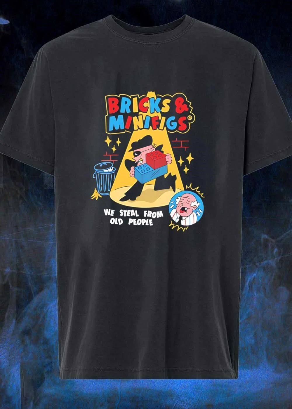 Bricks Minifigs Thief Stealing Blocks Steal Old People Tee (1)