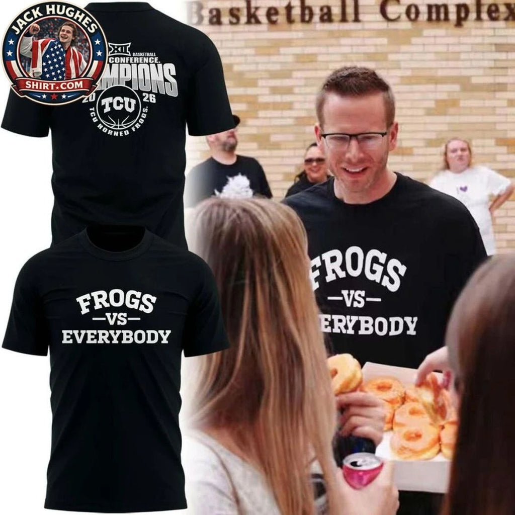 TCU Horned Frogs Coach Mark Campbell Frogs Vs Everybody Big 12 Champions Logo Two Sided T-Shirt