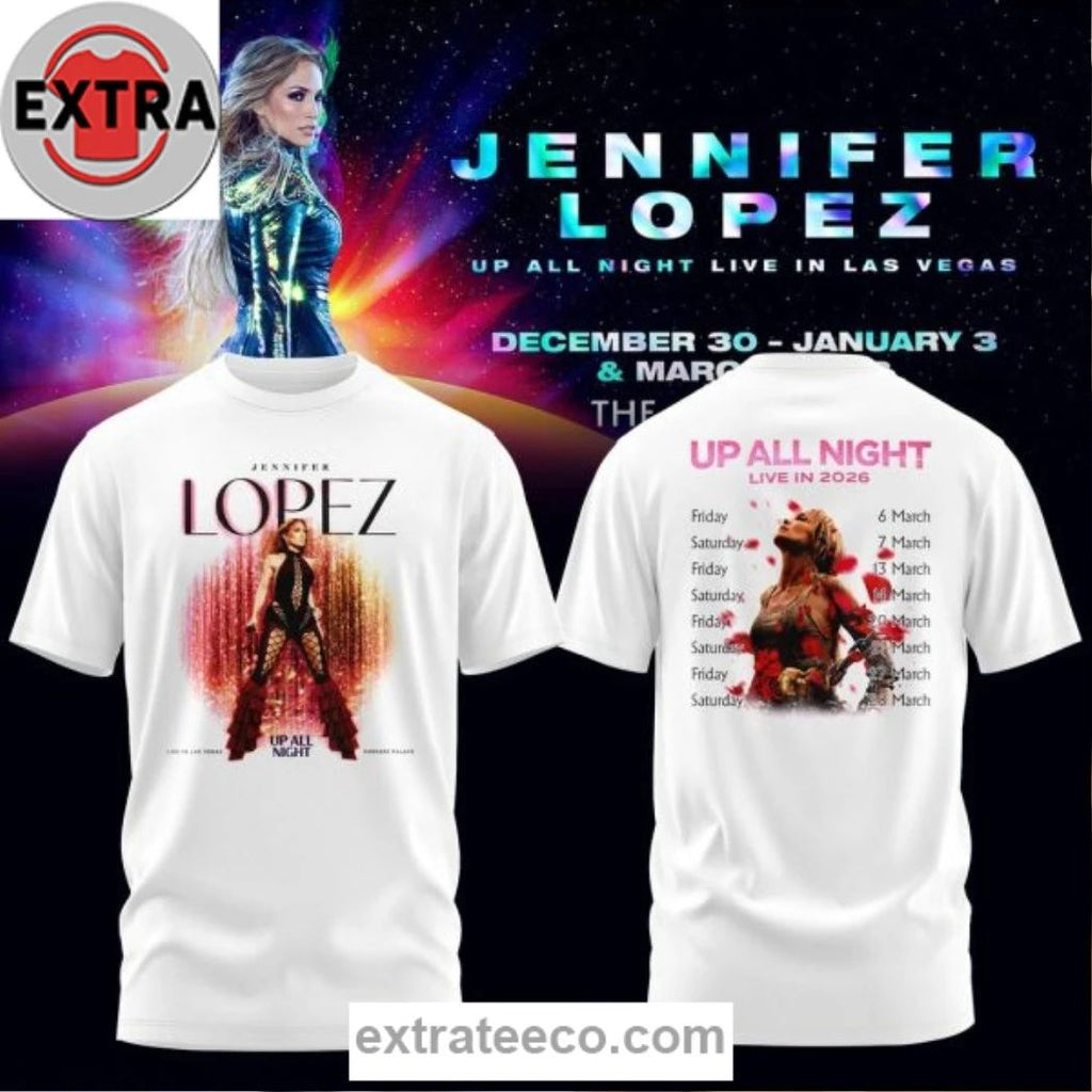 Jennifer Lopez Up All Night Live In 2026 Logo Two Sided T-shirt