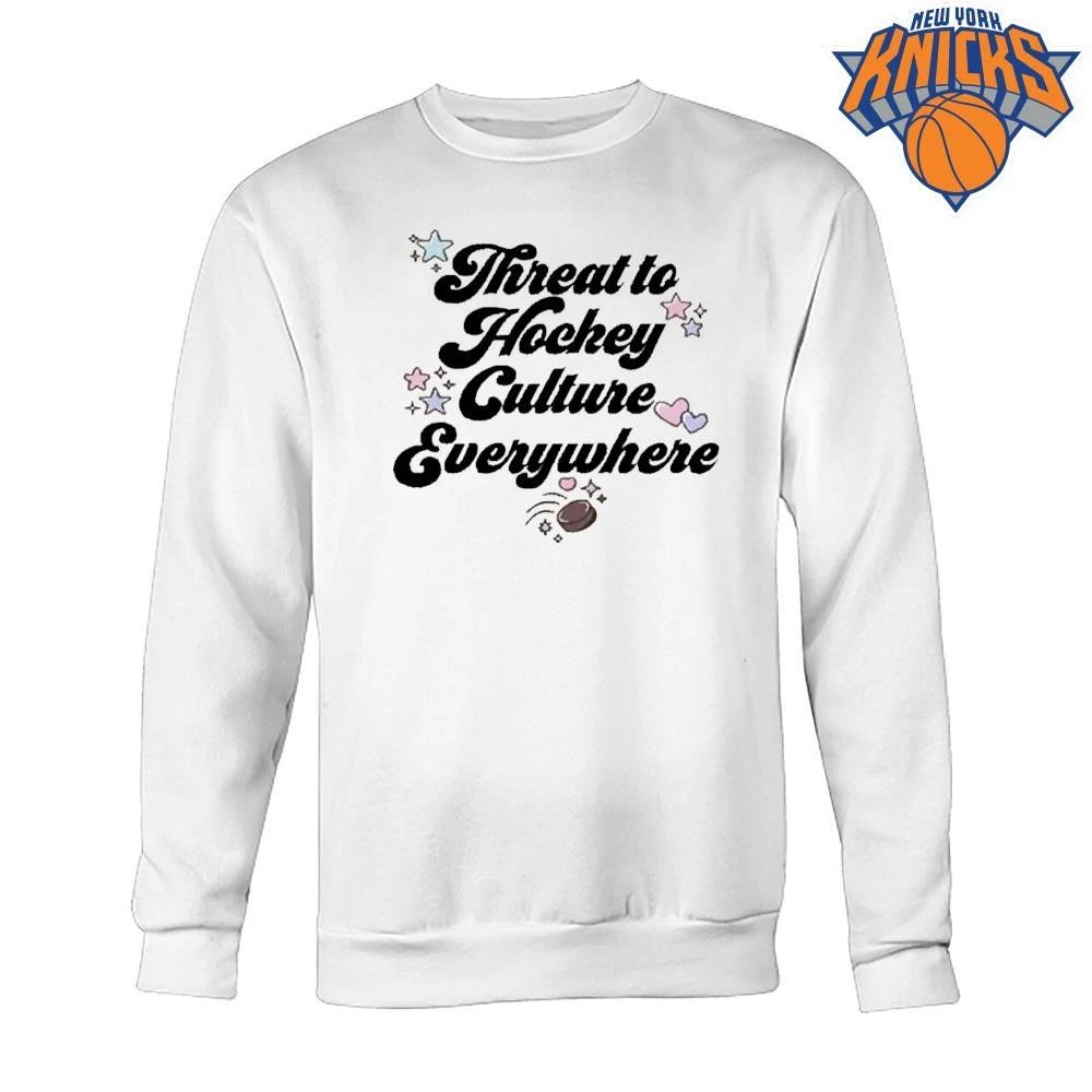 Threat To Hockey Culture Everywhere Retro Typography Ice Hockey Shirt
