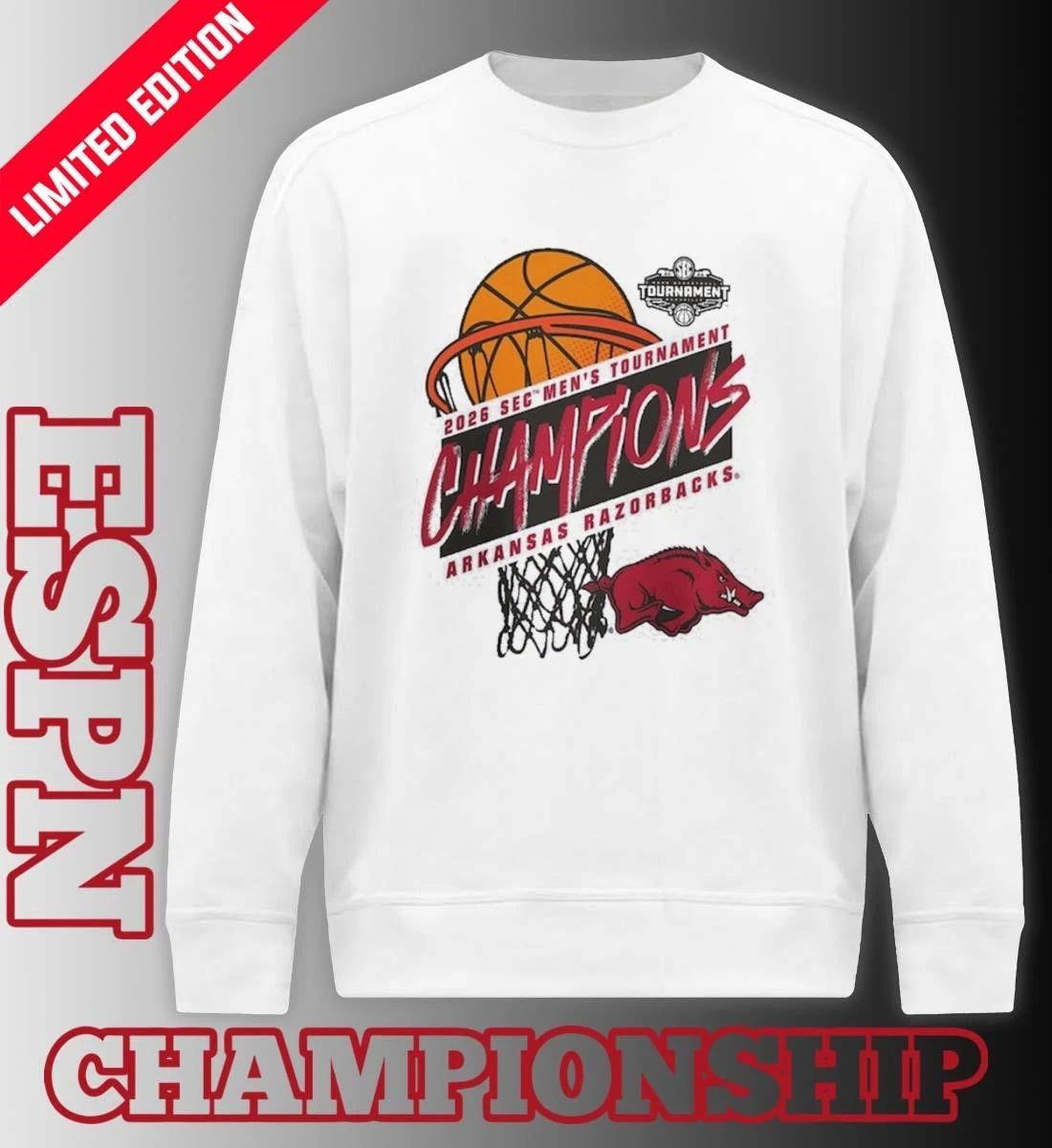 Arkansas Razorbacks 2026 SEC Men’s Basketball Tournament Champions Official T-Shirt