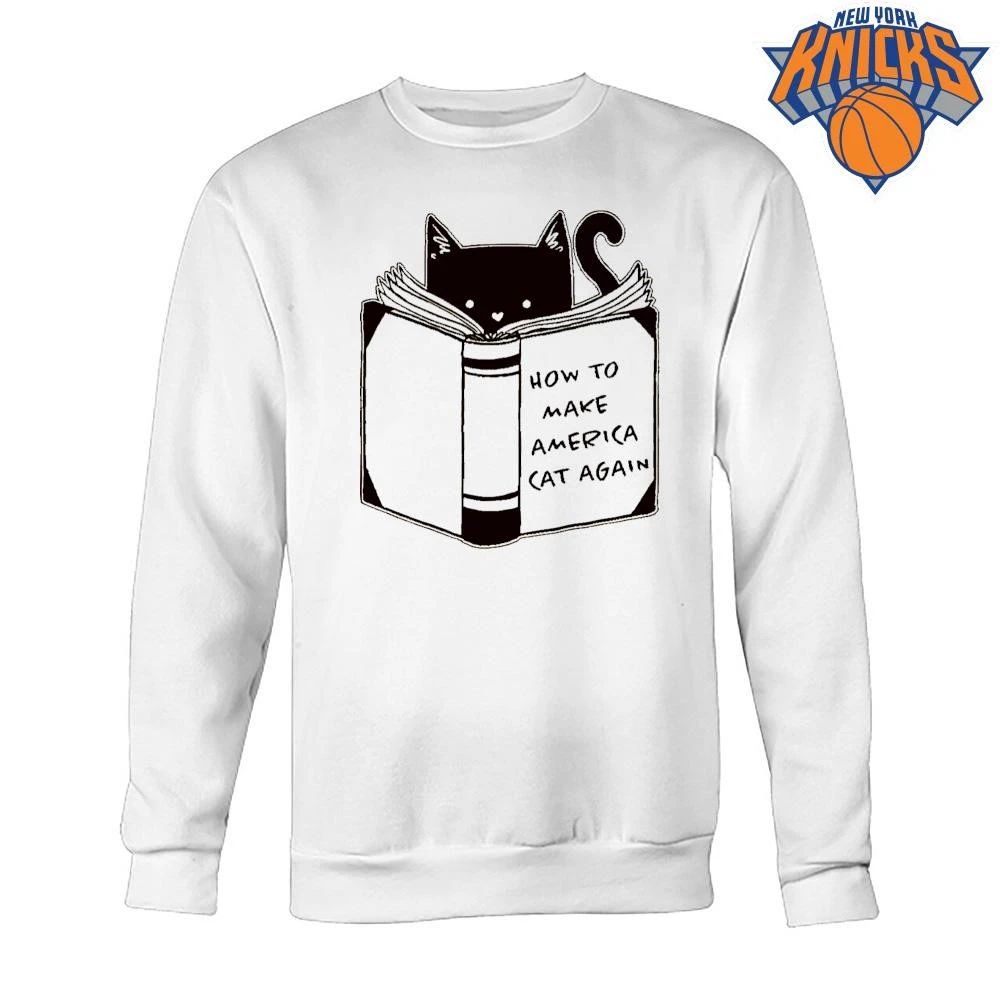 How To Make America Cat Again Cute Black Cat Reading Book Shirt