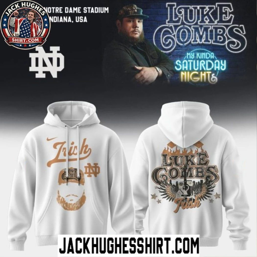 Notre Dame Fighting Irish x Luke Combs My Kinda Saturday Night 2026 White Logo T-Shirt