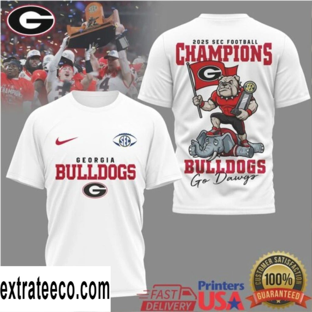 Georgia Bulldogs 2025 SEC Football Champs Go Dawgs Logo Shirt