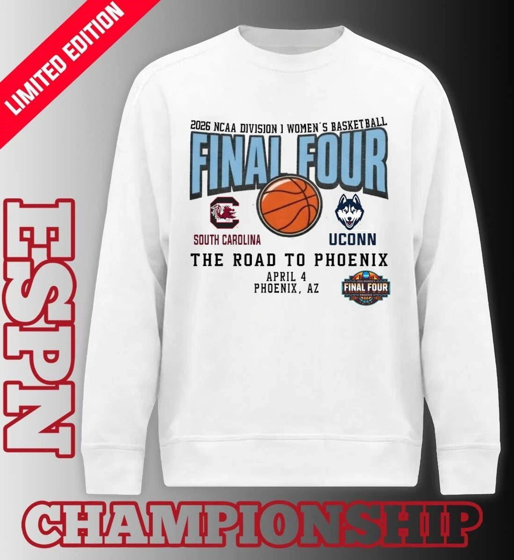 Uconn Huskies Vs South Carolina Gamecocks 2026 NCAA DI Women’s Basketball Tournament March Madness Final 4 T-Shirt