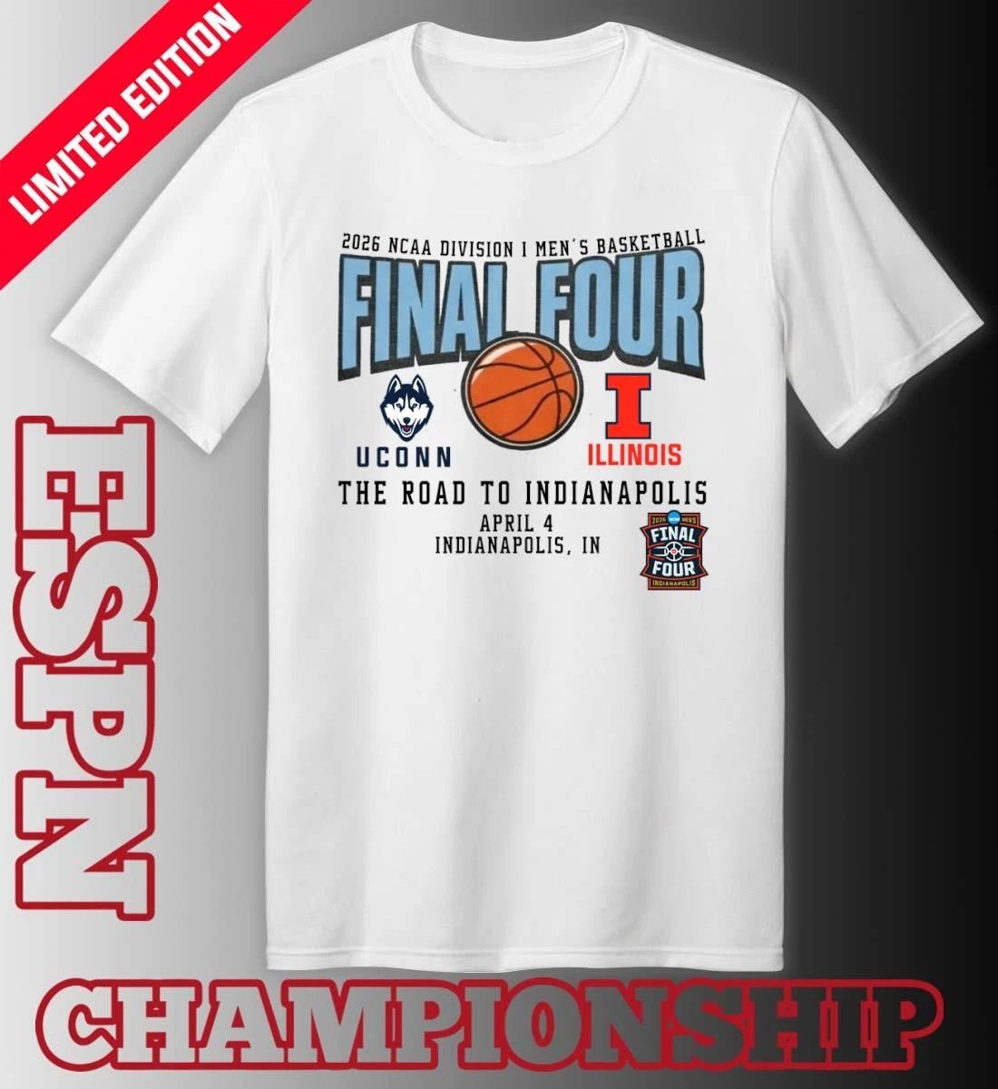 UConn Huskies Vs Illinois Fighting Illini 2026 NCAA DI Men’s Basketball Tournament March Madness Final 4 T-Shirt