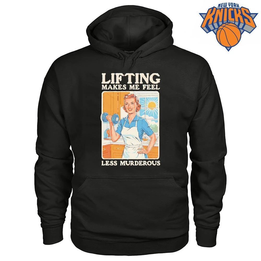 Lifting Makes Me Feel Less Murderous Funny Retro Vintage Housewife Gym Shirt