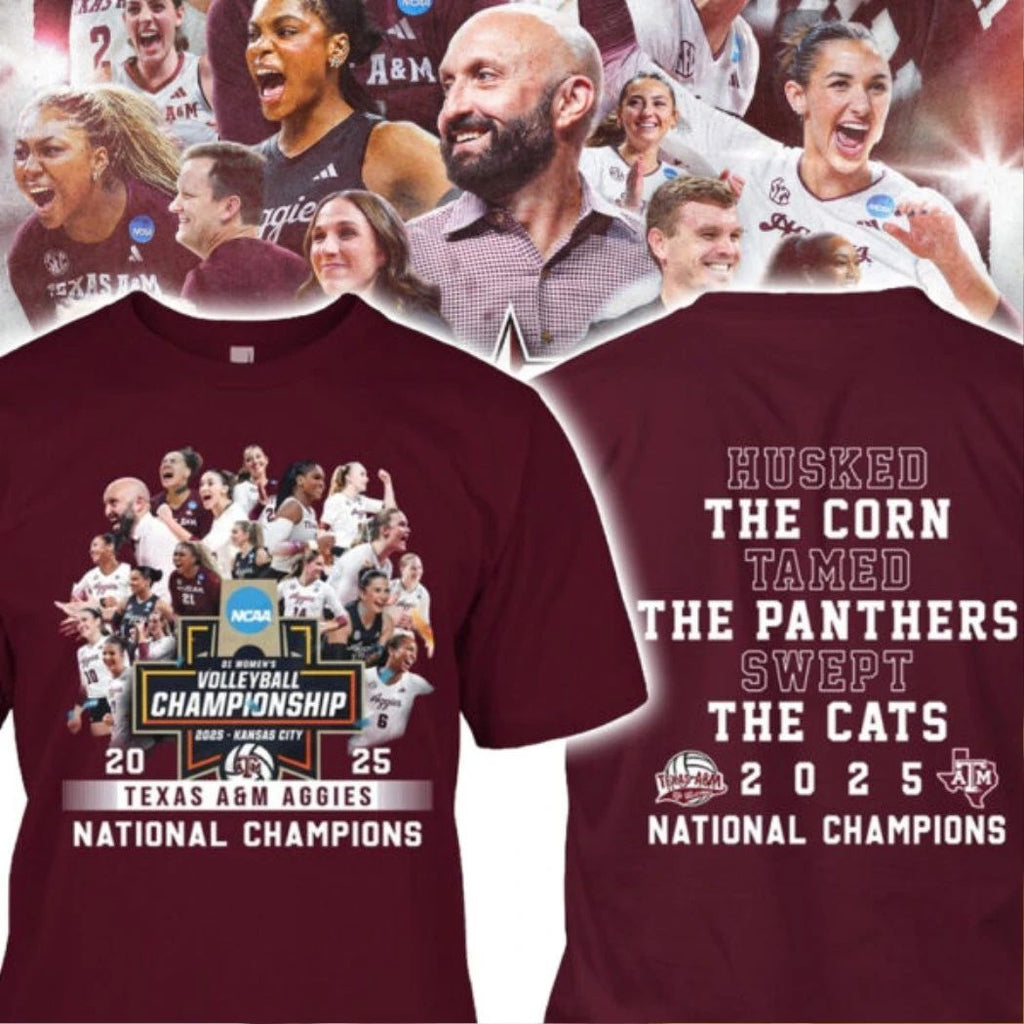 Original Texas Aggies National Champions 2025 Husked The Corn Tamed Logo Shirt