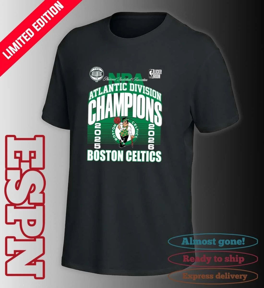 Boston Celtics 2026 Atlantic Division Champions Locker Room T-Shirt