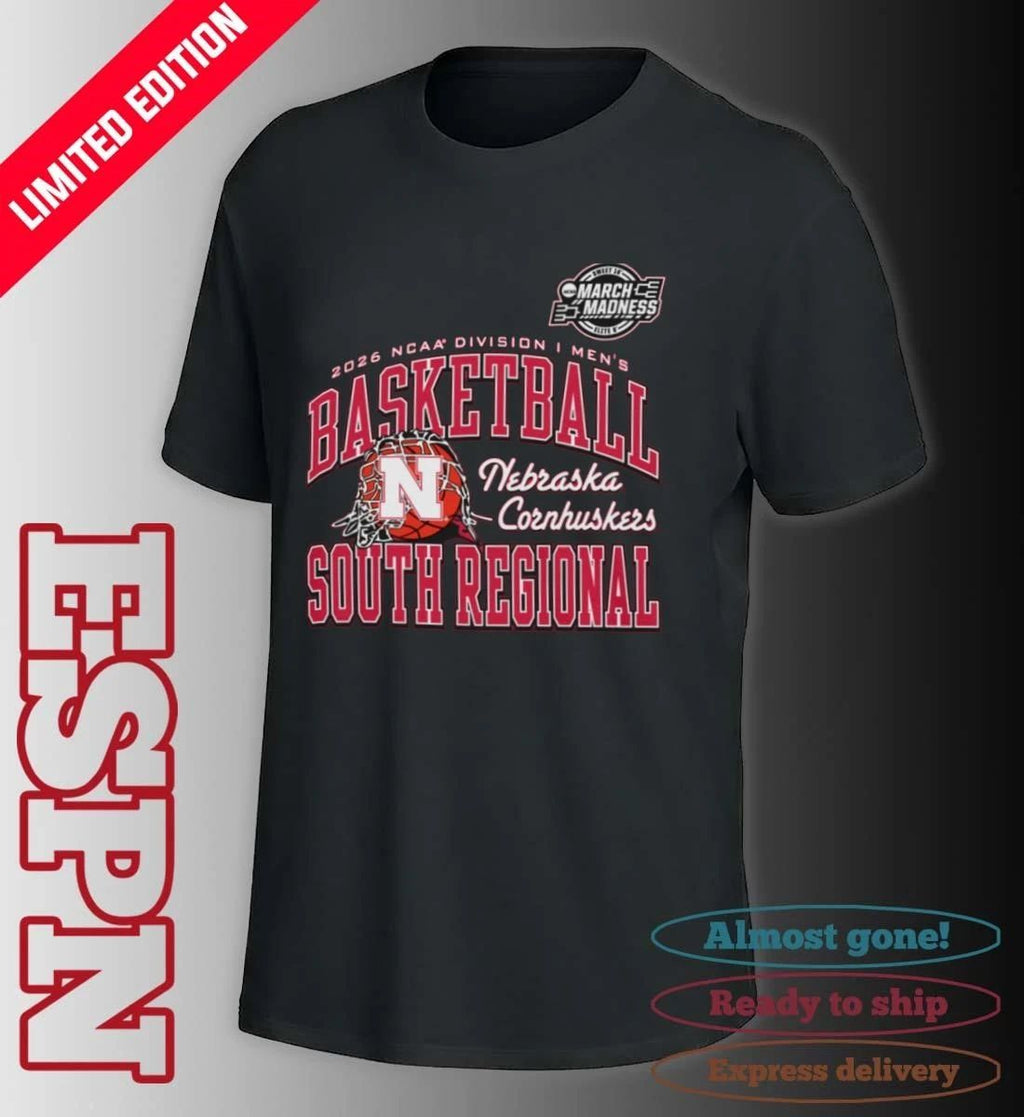 Nebraska Cornhuskers 2026 NCAA DI Men’s Basketball Sweet 16 – South Regional T-Shirt