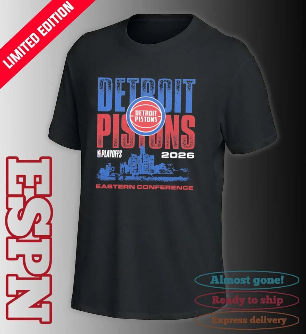 Detroit Pistons NBA Playoffs 2026 Skyline T-Shirt