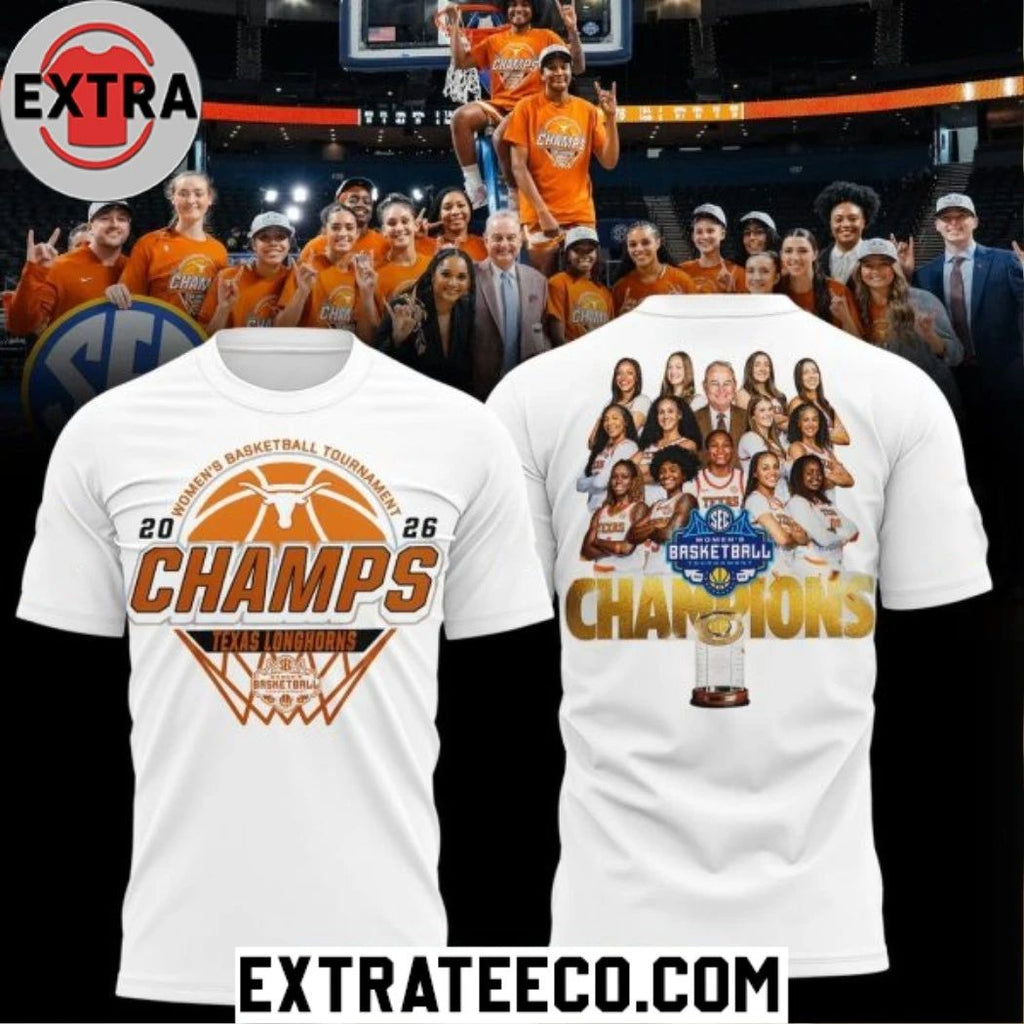 Original Texas Longhorns Women’s Basketball Champs 2026 White Logo Two Sided Shirt