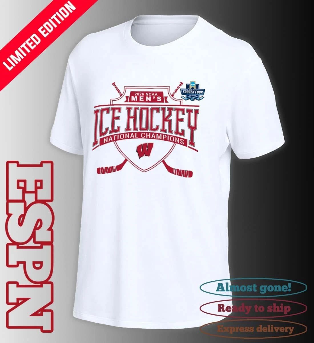Wisconsin Badgers 2026 NCAA Men’s Ice Hockey National Champions T-Shirt