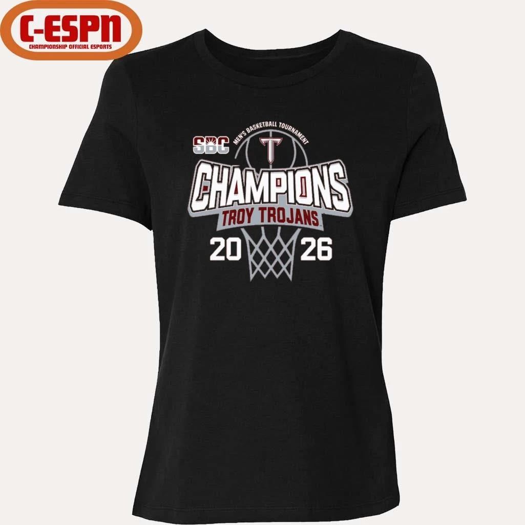 Troy University Trojans 2026 Sun Belt Men’s Basketball Tournament Champions T-Shirt