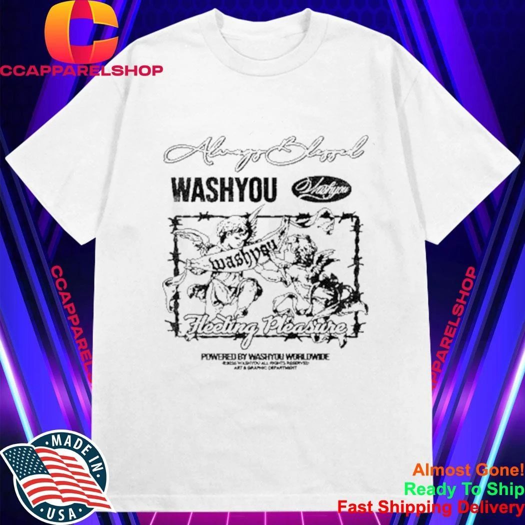 Always Blessed Fleeting Pleasure Angels Barbed Wire Vintage Wash Streetwear Tee Shirt