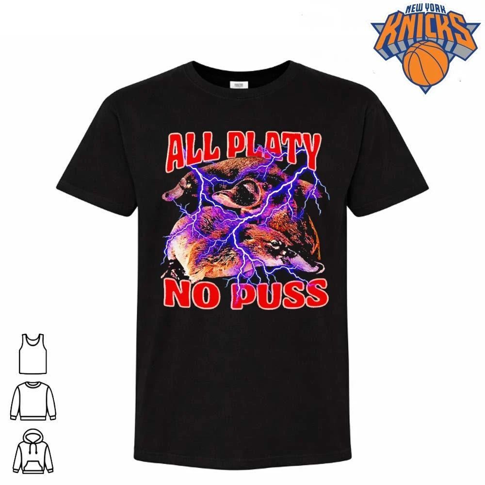 All Platy No Puss Funny Platypus Lightning Bolt 90s Bootleg Retro Shirt
