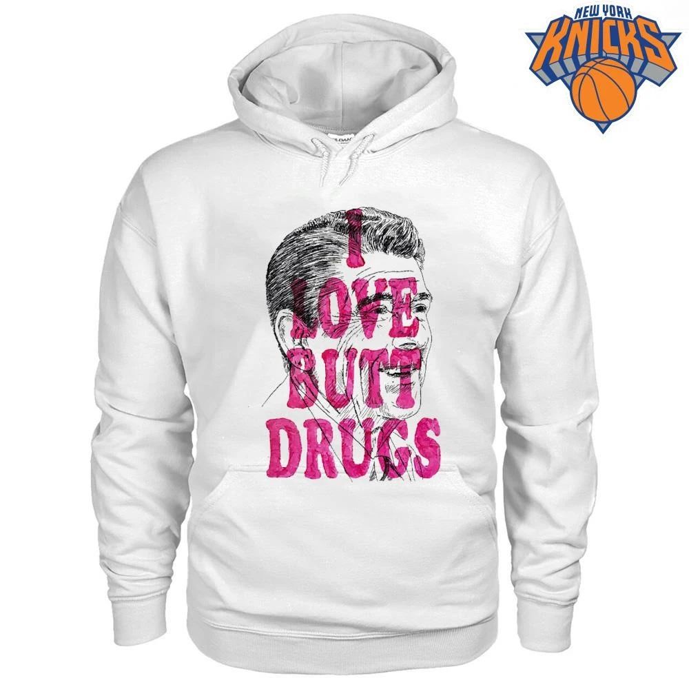I Love Butt Drugs Ronald Reagan Pink Graffiti Sketch Portrait Shirt