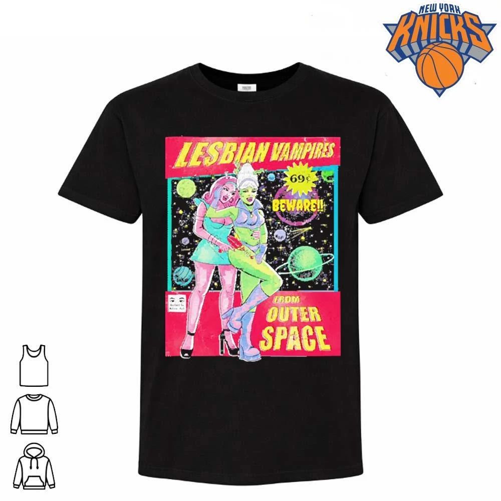 Vintage Retro Lesbian Vampires From Outer Space Comic Book Pop Art shirt