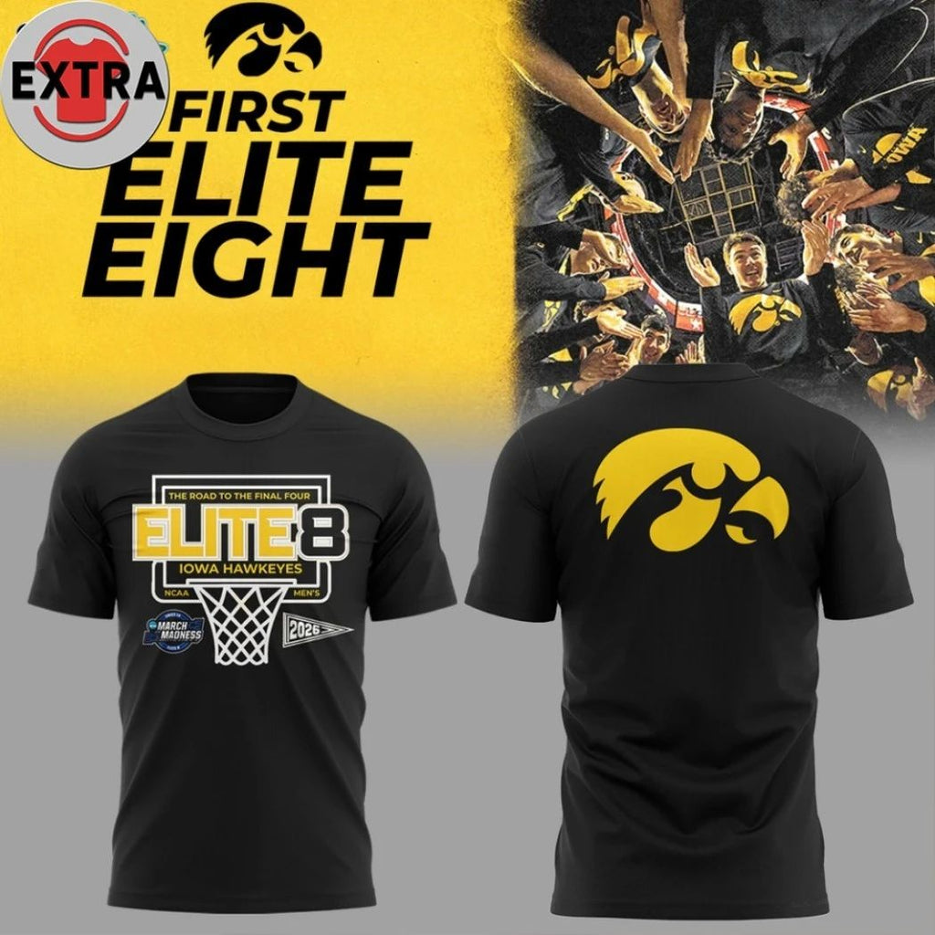 2026 The Road To Final Four Iowa Hawkeyes NCAA Men’s March Madness Elite Eight Logo Two Sided Shirt