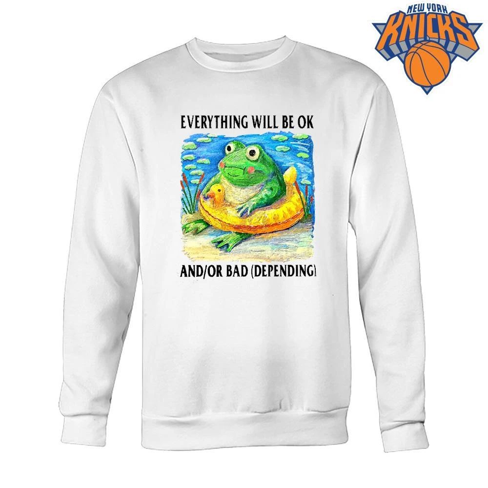 Funny Frog Everything Will Be OK And Or Bad Realistic Painting Art Vintage T Shirt