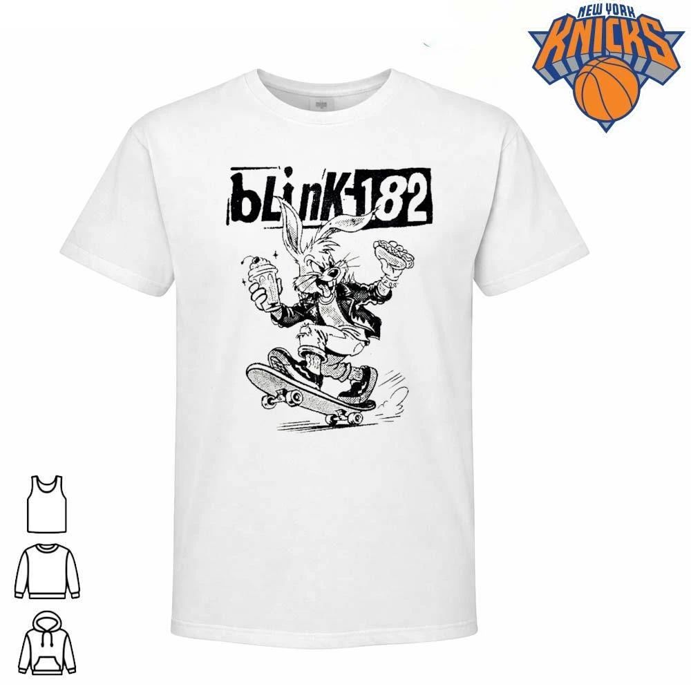 Blink 182 Punk Rock Rabbit Skateboarding Eating Hotdog Shake Retro Shirt