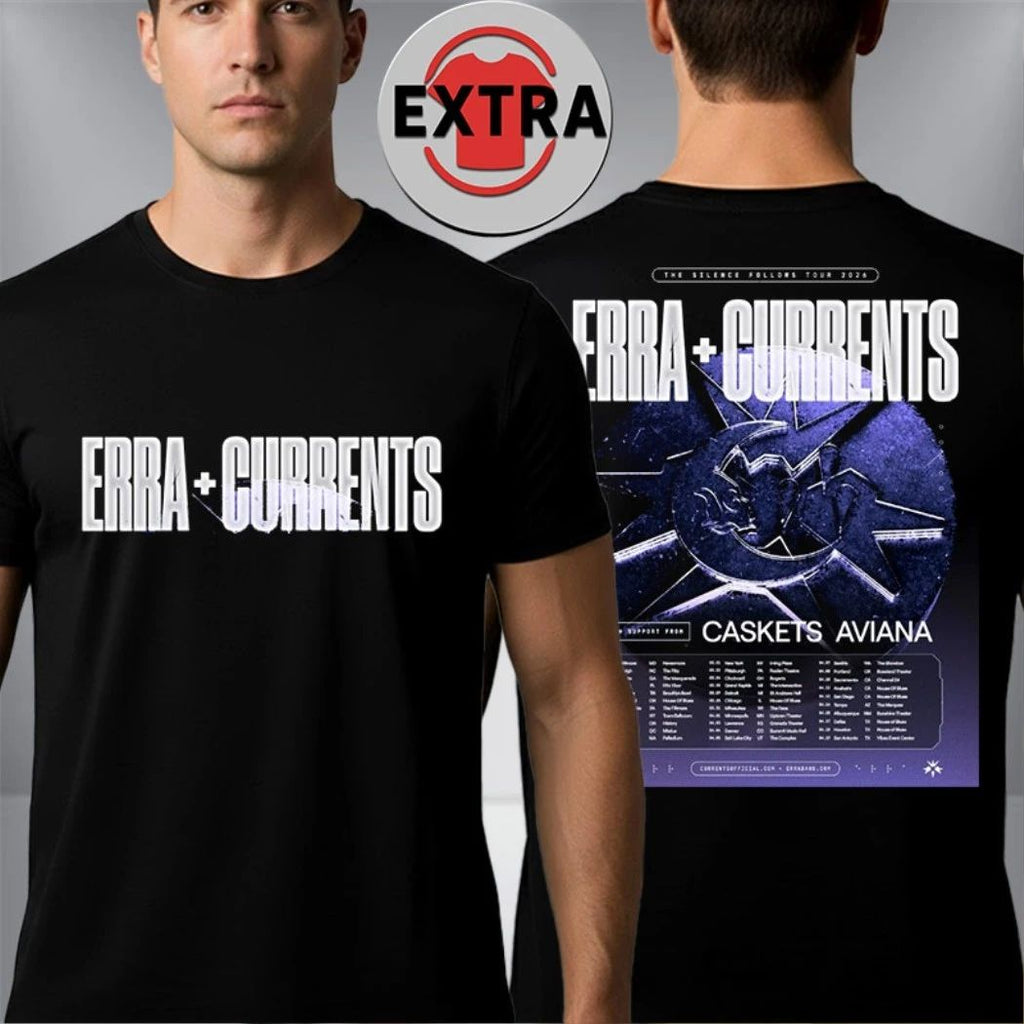 The band ERA + Currents from The Silence Follows Tour 2026 Shirt