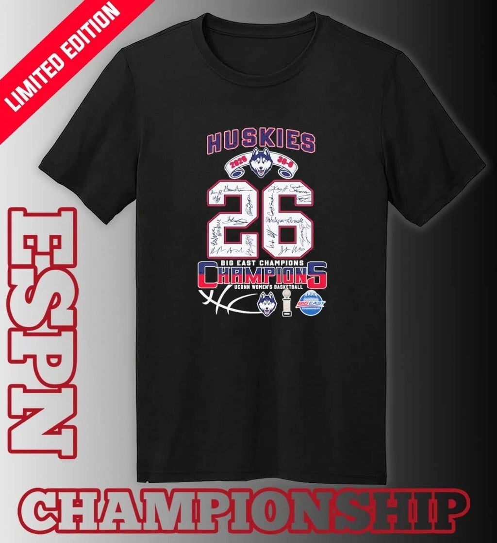 Uconn Huskies 2026 Big East Women’s Basketball Champions 30-0 Signatures Shirt