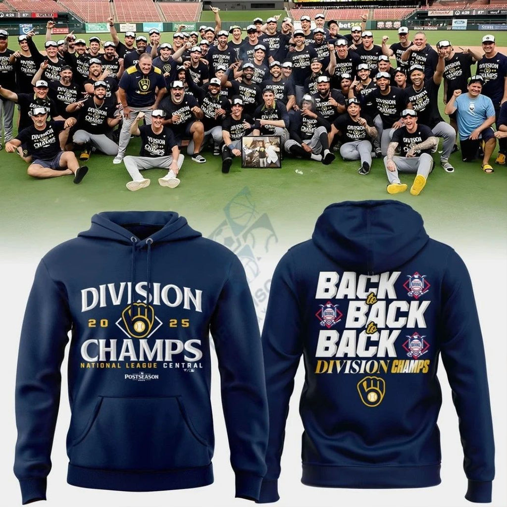 Milwaukee Brewers 2025 Back to Back to Back National League Central Division Champs Logo Shirt
