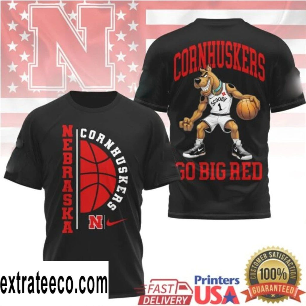 Nebraska Cornhuskers Herbie Husker Basketball Go Big Red Logo Shirt