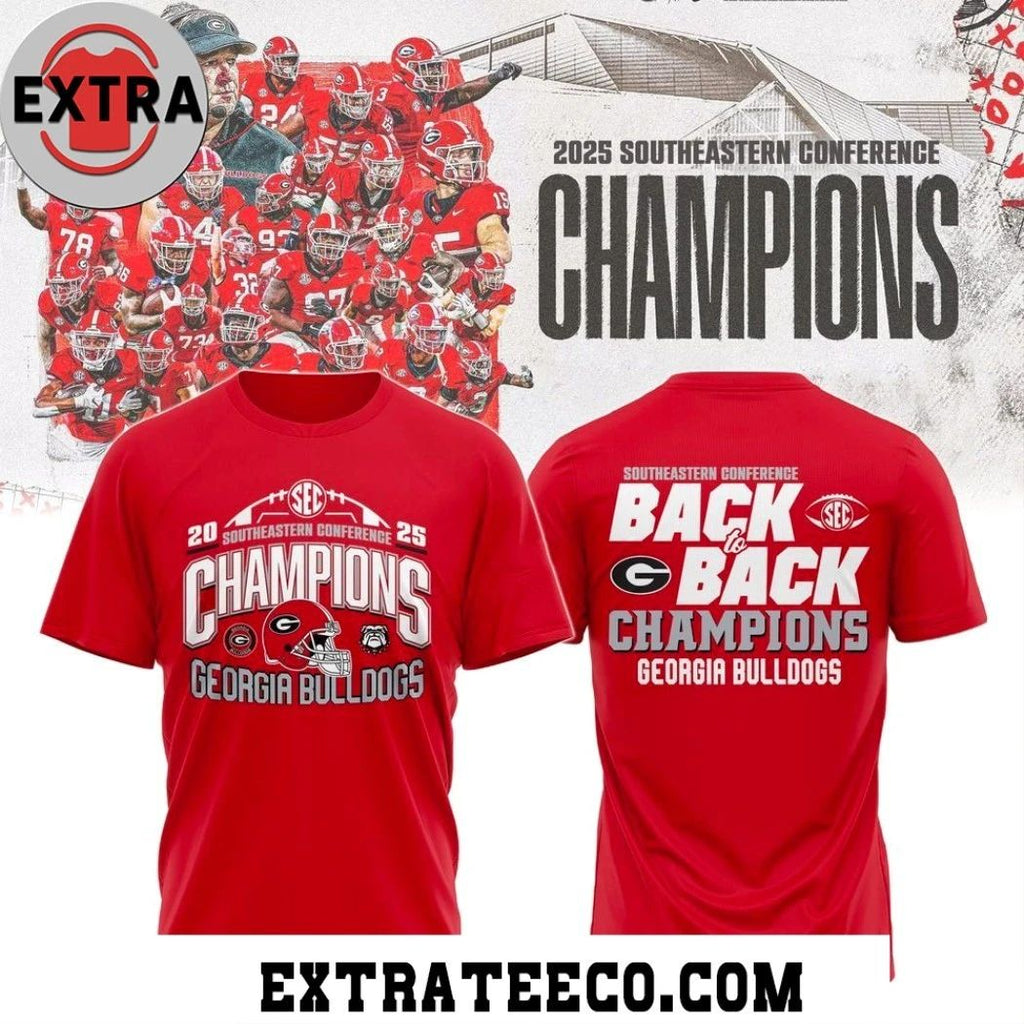 Georgia Bulldogs 2025 Sec Football Conference Champions Helmet And Logo Hoodie Shirts
