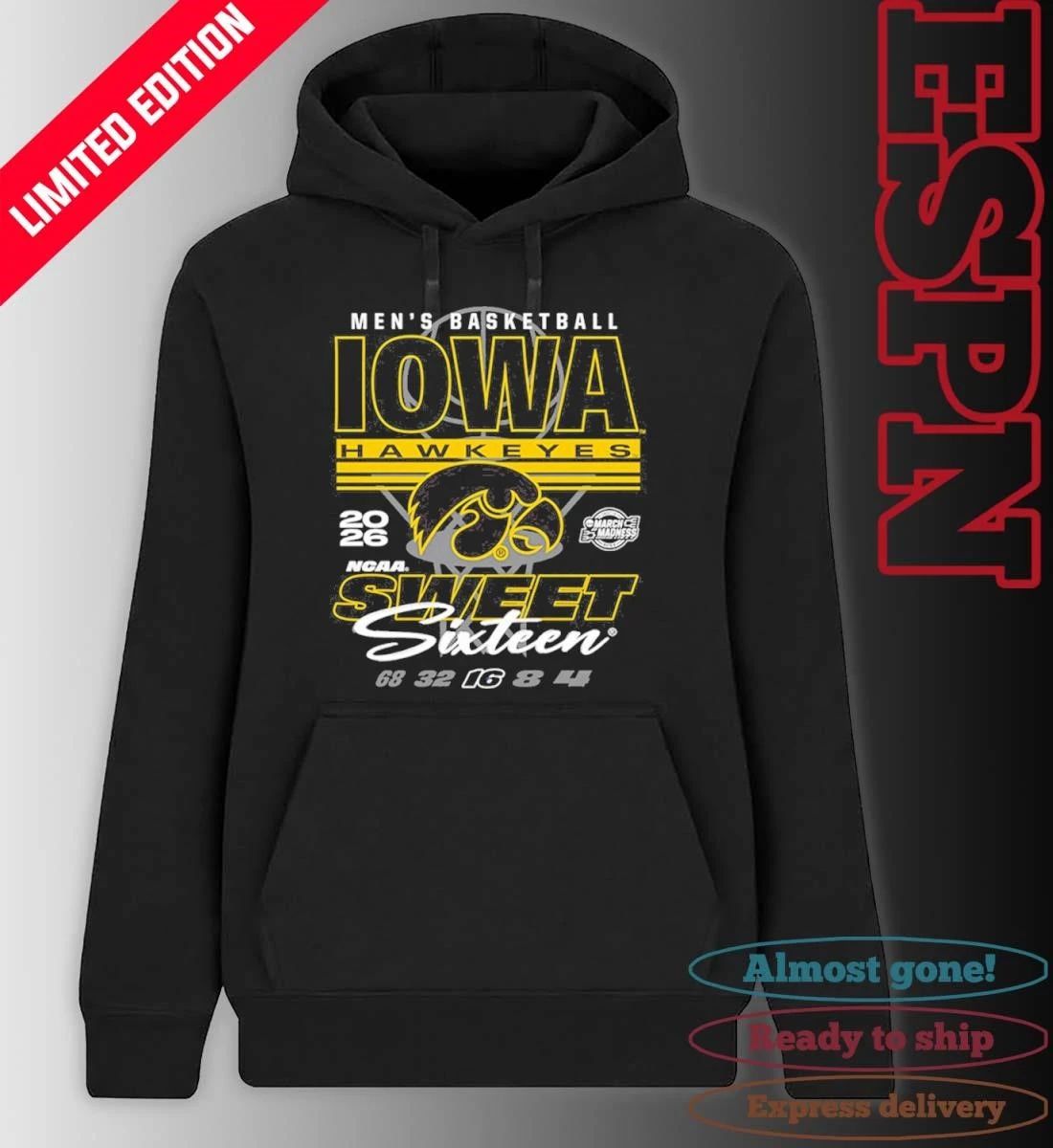 Iowa Hawkeyes 2026 NCAA Men’s March Madness Sweet 16 Bound Net Shirt