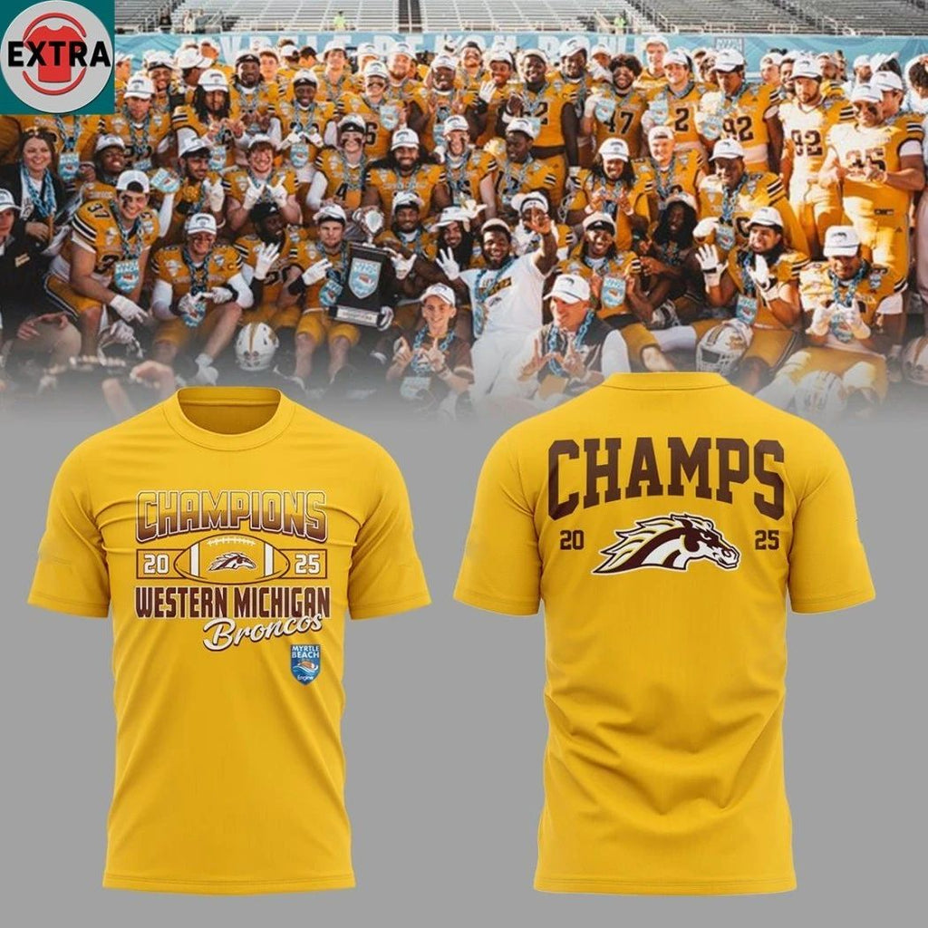 Western Michigan Broncos Myrtle Beach Bowl Champions 2025 Football Logo Shirt